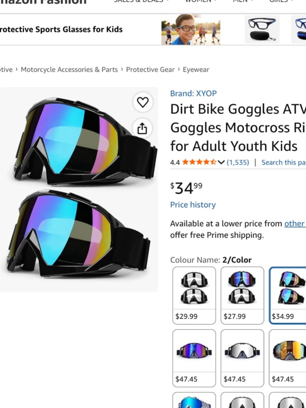 Dirt bike  goggles, atv, motocross